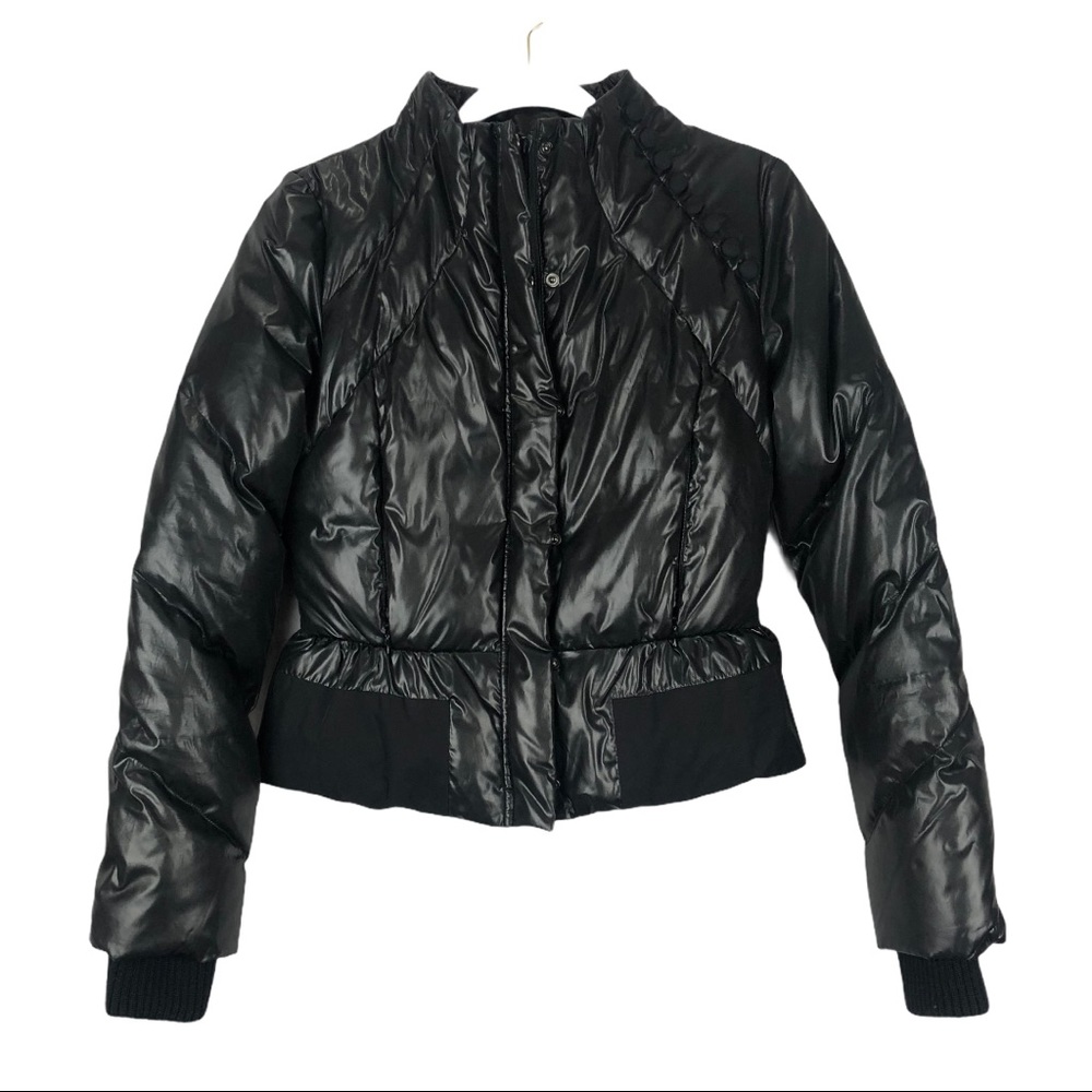 BCBG MAXAZRIA Black Duck Down Puffer Short Jacket